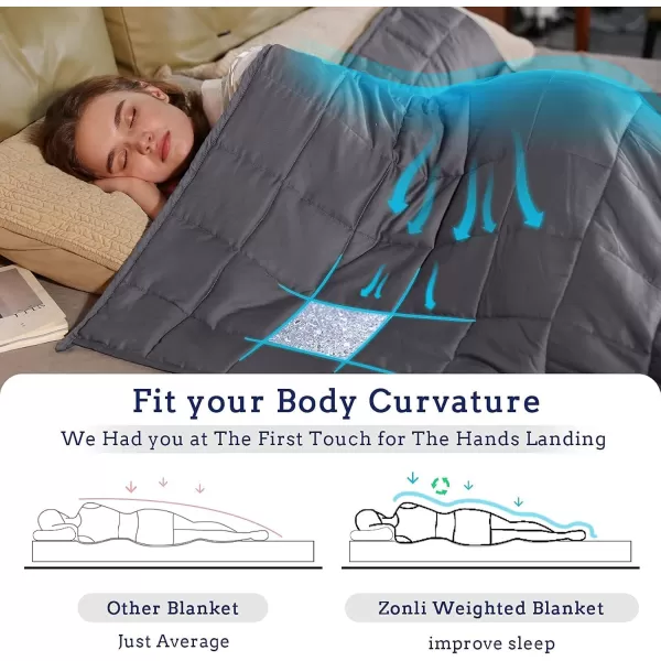 ZonLi Weighted Blanket 60x80 20lbs Queen Size Dark Grey for Adults High Breathability Heavy Blanket Soft Material with Premium Glass BeadsDark Grey