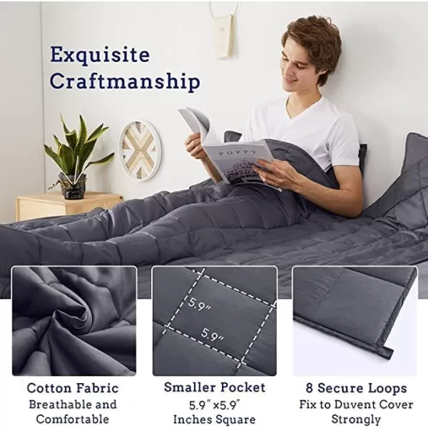 ZonLi Weighted Blanket 60x80 20lbs Queen Size Dark Grey for Adults High Breathability Heavy Blanket Soft Material with Premium Glass BeadsDark Grey