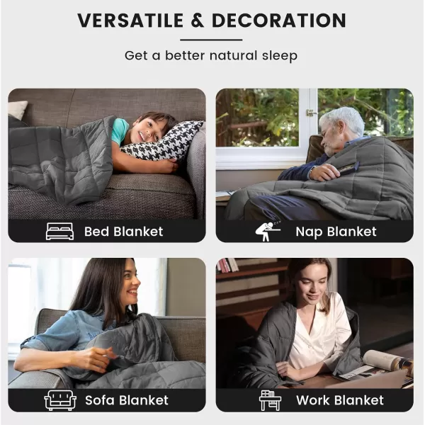 ZonLi Weighted Blanket 60x80 20lbs Queen Size Dark Grey for Adults High Breathability Heavy Blanket Soft Material with Premium Glass BeadsDark Grey