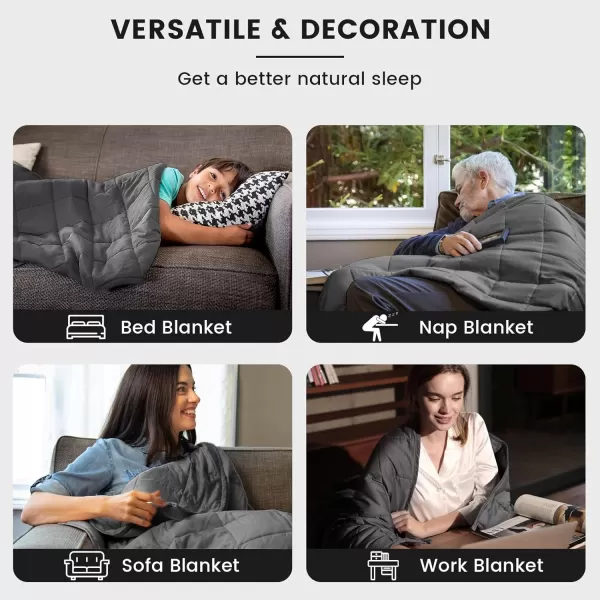ZonLi Weighted Blanket 60x80 20lbs Queen Size Dark Grey for Adults High Breathability Heavy Blanket Soft Material with Premium Glass BeadsDark Grey