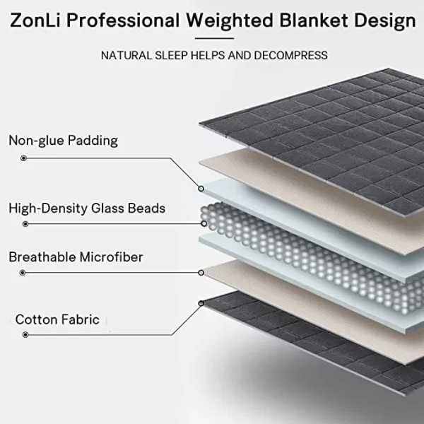 ZonLi Weighted Blanket 60x80 20lbs Queen Size Dark Grey for Adults High Breathability Heavy Blanket Soft Material with Premium Glass BeadsDark Grey