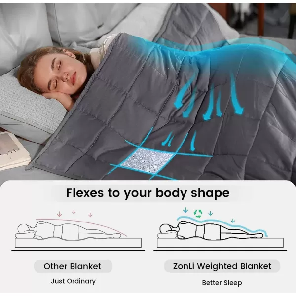 ZonLi Weighted Blanket 60x80 20lbs Queen Size Dark Grey for Adults High Breathability Heavy Blanket Soft Material with Premium Glass BeadsDark Grey