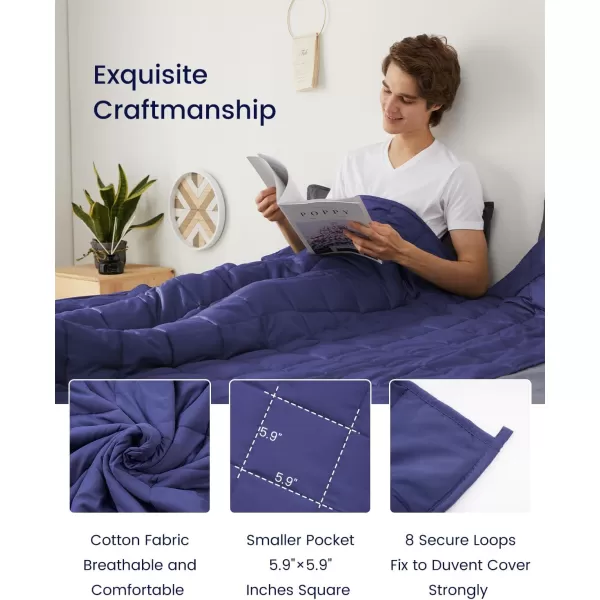 ZonLi Weighted Blanket 60x80 20lbs Queen Size Dark Grey for Adults High Breathability Heavy Blanket Soft Material with Premium Glass BeadsDusk Blue