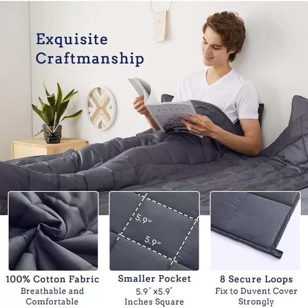 ZonLi Weighted Blanket 60x80 20lbs Queen Size Dark Grey for Adults High Breathability Heavy Blanket Soft Material with Premium Glass BeadsGrey