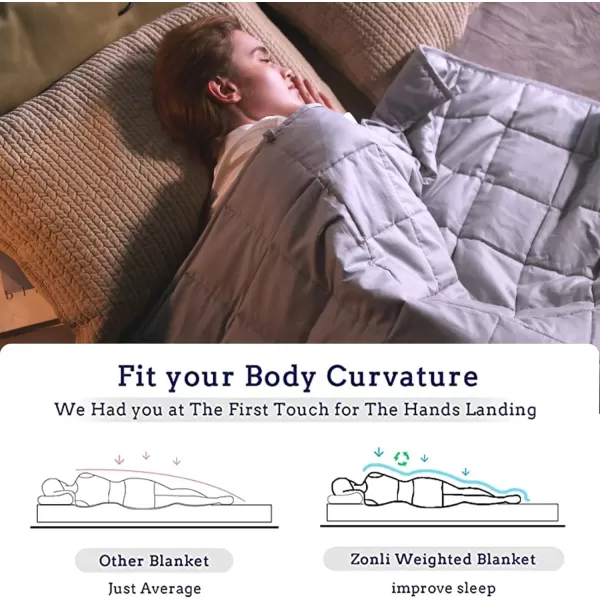 ZonLi Weighted Blanket 60x80 20lbs Queen Size Dark Grey for Adults High Breathability Heavy Blanket Soft Material with Premium Glass BeadsLight Grey