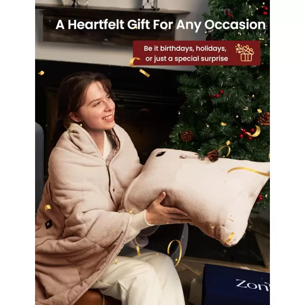ZonLi ZHug Heated Blanket Battery Operated Portable Heated Blanket Cordless Heated Blanket with Cloak and Pillow Design 10000 mAh Battery Heated Blanket with 3 Heating Levels Honied WhitePastel Pink