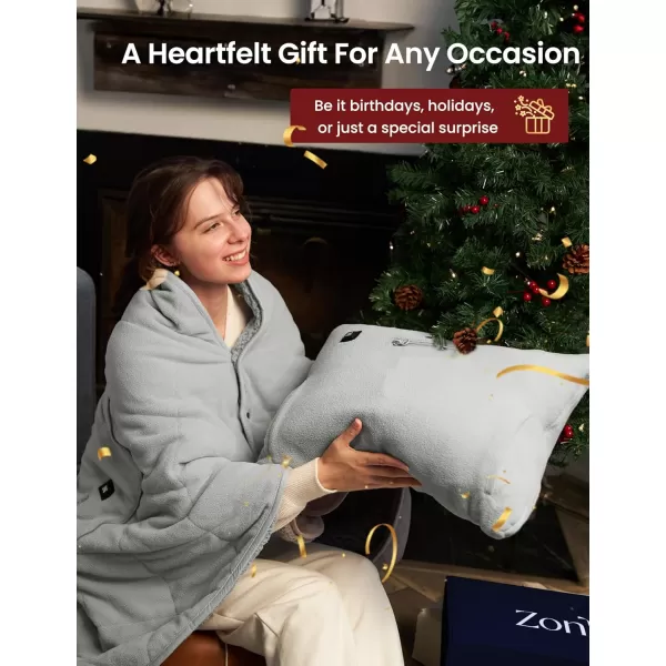 ZonLi ZHug Portable Heated Blanket Heated Blanket Battery Operated Cordless Heated Blanket with Cloak and Pillow Design 10000 mAh Battery Heated Blanket with 3 Heating Levels Ember Gray