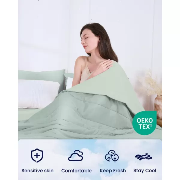 ZonLi ZMagic Cooling Bundle Comforter  Cooling Fitted Sheet  Pillowcase Iceberg Green Queen