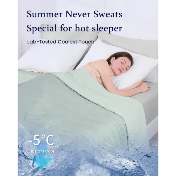 ZonLi ZMagic Cooling Bundle Comforter  Cooling Fitted Sheet  Pillowcase Iceberg Green Queen