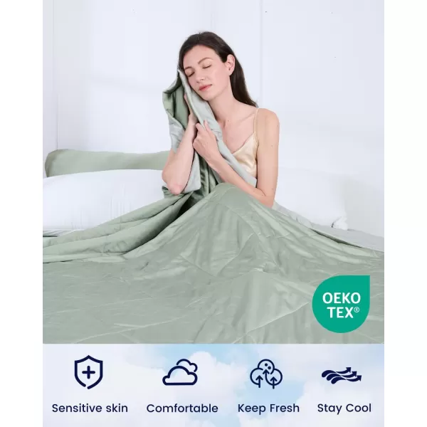 ZonLi ZMagic Cooling Comforter Hypoallergenic Bamboo Viscose Lightweight Breathable Soft Summer Blanket for Hot Sleepers Quickly Cooling Quilt for Night Sweats Iceberg Green Twin 60quotx80quot06  Green
