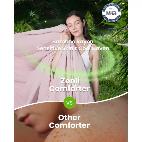 ZonLi ZMagic Cooling Comforter Hypoallergenic Bamboo Viscose Lightweight Breathable Soft Summer Blanket for Hot Sleepers Quickly Cooling Quilt for Night Sweats Iceberg Green Twin 60quotx80quot08  Cameo Rose