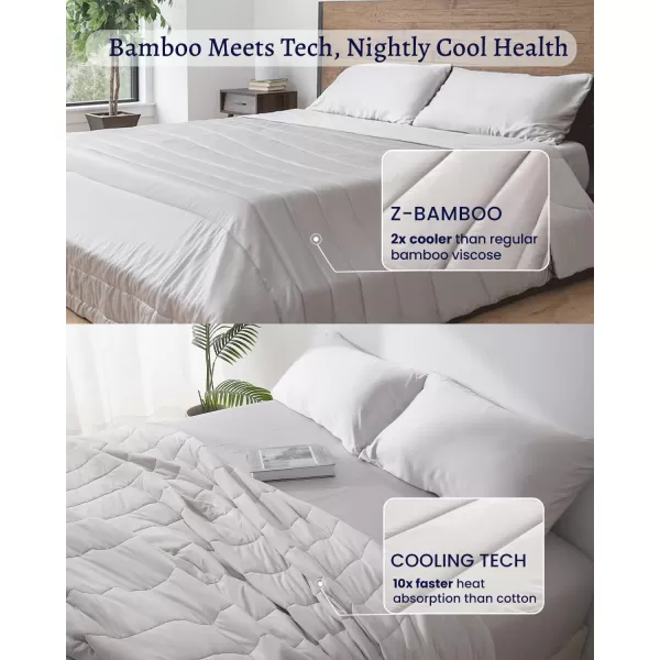 ZonLi ZMagic Cooling Comforter Hypoallergenic Bamboo Viscose Lightweight Breathable Soft Summer Blanket for Hot Sleepers Quickly Cooling Quilt for Night Sweats Iceberg Green Twin 60quotx80quot02  Misty Gray