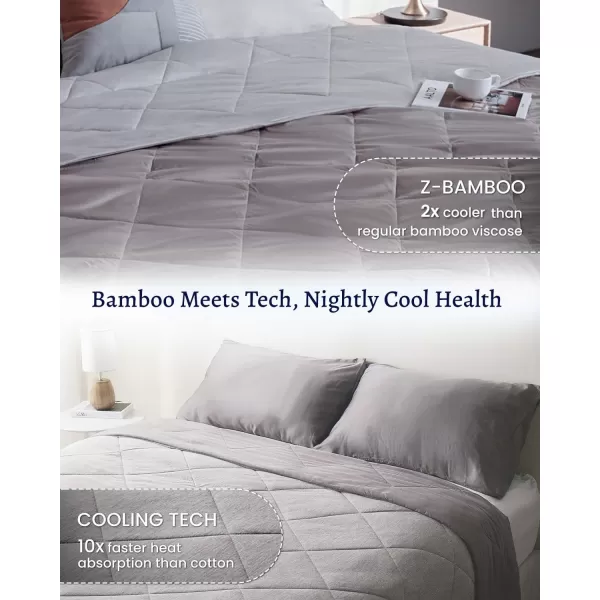 ZonLi ZMagic Cooling Comforter Hypoallergenic Bamboo Viscose Lightweight Breathable Soft Summer Blanket for Hot Sleepers Quickly Cooling Quilt for Night Sweats Iceberg Green Twin 60quotx80quot01  Amber Gray