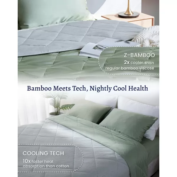 ZonLi ZMagic Cooling Comforter Hypoallergenic Bamboo Viscose Lightweight Breathable Soft Summer Blanket for Hot Sleepers Quickly Cooling Quilt for Night Sweats Iceberg Green Twin 60quotx80quot06  Green
