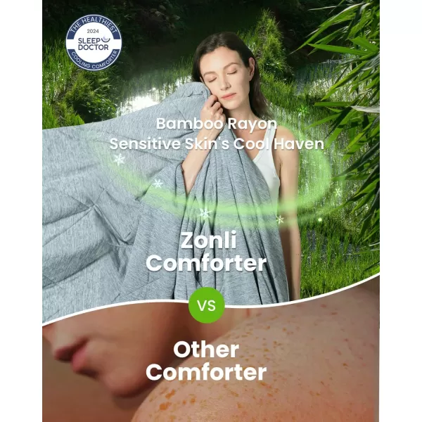 ZonLi ZMagic Cooling Comforter Hypoallergenic Bamboo Viscose Lightweight Breathable Soft Summer Blanket for Hot Sleepers Quickly Cooling Quilt for Night Sweats Iceberg Green Twin 60quotx80quot03  Navy Blue