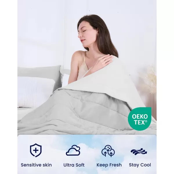 ZonLi ZMagic Cooling Comforter Hypoallergenic Bamboo Viscose Lightweight Breathable Soft Summer Blanket for Hot Sleepers Quickly Cooling Quilt for Night Sweats Iceberg Green Twin 60quotx80quot02  Misty Gray