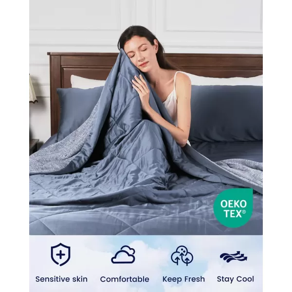 ZonLi ZMagic Cooling Comforter Hypoallergenic Bamboo Viscose Lightweight Breathable Soft Summer Blanket for Hot Sleepers Quickly Cooling Quilt for Night Sweats Iceberg Green Twin 60quotx80quot03  Navy Blue