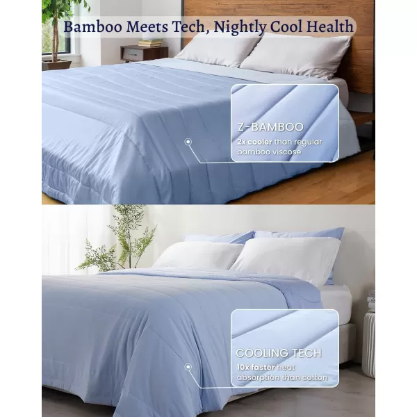 ZonLi ZMagic Cooling Comforter Hypoallergenic Bamboo Viscose Lightweight Breathable Soft Summer Blanket for Hot Sleepers Quickly Cooling Quilt for Night Sweats Iceberg Green Twin 60quotx80quot04  Skyway Blue