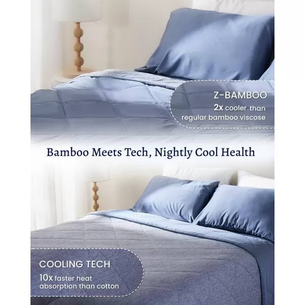 ZonLi ZMagic Cooling Comforter Hypoallergenic Bamboo Viscose Lightweight Breathable Soft Summer Blanket for Hot Sleepers Quickly Cooling Quilt for Night Sweats Iceberg Green Twin 60quotx80quot03  Navy Blue