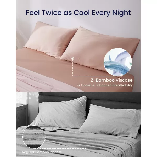 ZonLi ZMagic Cooling Pillow Cases King Size Set of 2 Viscose Derived from BambooSilky Soft Breathable Cold Pillow Covers Cooling Pillowcases for Hair and Skin 20x36 Inches09  Cameo Rose
