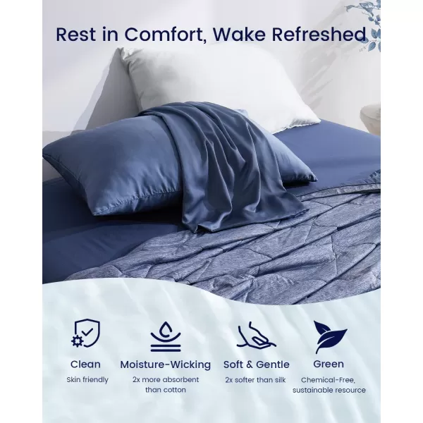 ZonLi ZMagic Cooling Pillow Cases King Size Set of 2 Viscose Derived from BambooSilky Soft Breathable Cold Pillow Covers Cooling Pillowcases for Hair and Skin 20x36 Inches01  Blue Ashes