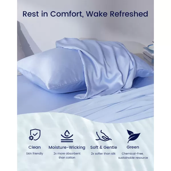 ZonLi ZMagic Cooling Pillow Cases King Size Set of 2 Viscose Derived from BambooSilky Soft Breathable Cold Pillow Covers Cooling Pillowcases for Hair and Skin 20x36 Inches07  Skyway Blue