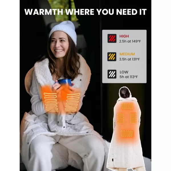 ZonLi ZStyle Battery Operated Heated Blanket Wearable Portable Heated Blanket Cordless with 10000mAH Battery Best for Office Outdoor Camping Heated Jacket 3 Heating Levels 74V Tailored CamelTailored Beige