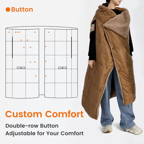 ZonLi ZStyle Battery Operated Heated Blanket Wearable Portable Heated Blanket Cordless with 10000mAH Battery Best for Office Outdoor Camping Heated Jacket 3 Heating Levels 74V Tailored CamelDark Brown