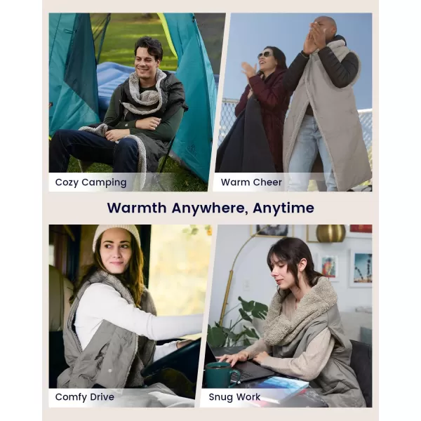 ZonLi ZStyle Battery Operated Heated Blanket Wearable Portable Heated Blanket Cordless with 10000mAH Battery Best for Office Outdoor Camping Heated Jacket 3 Heating Levels 74V Tailored CamelClassic Grey