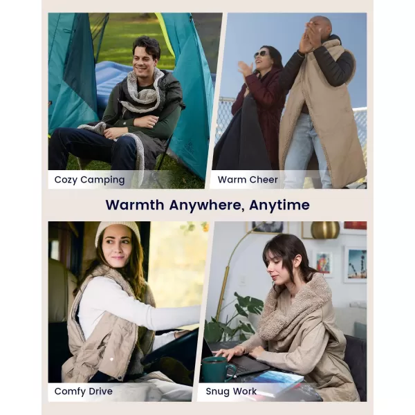 ZonLi ZStyle Battery Operated Heated Blanket Wearable Portable Heated Blanket Cordless with 10000mAH Battery Best for Office Outdoor Camping Heated Jacket 3 Heating Levels 74V Tailored CamelTailored Camel