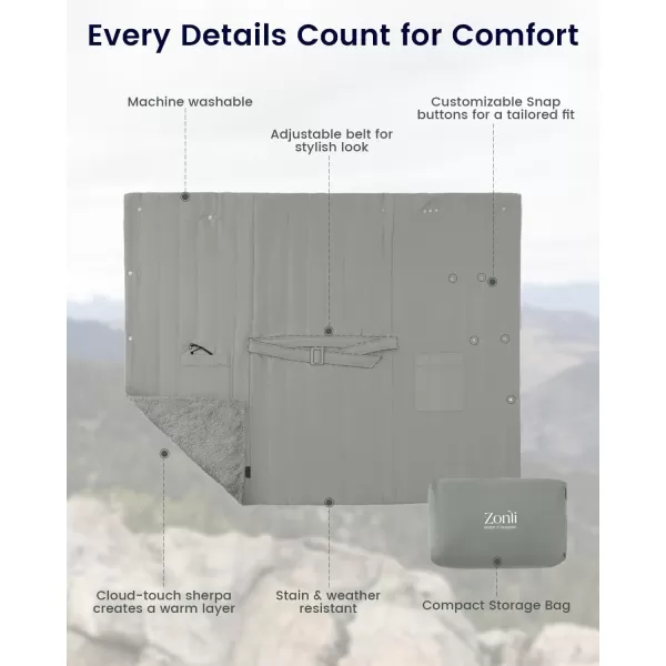 ZonLi ZStyle Battery Operated Heated Blanket Wearable Portable Heated Blanket Cordless with 10000mAH Battery Best for Office Outdoor Camping Heated Jacket 3 Heating Levels 74V Tailored CamelTailored Grey