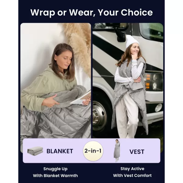 ZonLi ZStyle Battery Operated Heated Blanket Wearable Portable Heated Blanket Cordless with 10000mAH Battery Best for Office Outdoor Camping Heated Jacket 3 Heating Levels 74V Tailored CamelClassic Grey