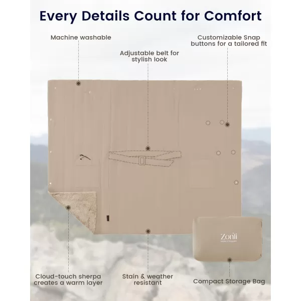 ZonLi ZStyle Battery Operated Heated Blanket Wearable Portable Heated Blanket Cordless with 10000mAH Battery Best for Office Outdoor Camping Heated Jacket 3 Heating Levels 74V Tailored CamelTailored Camel