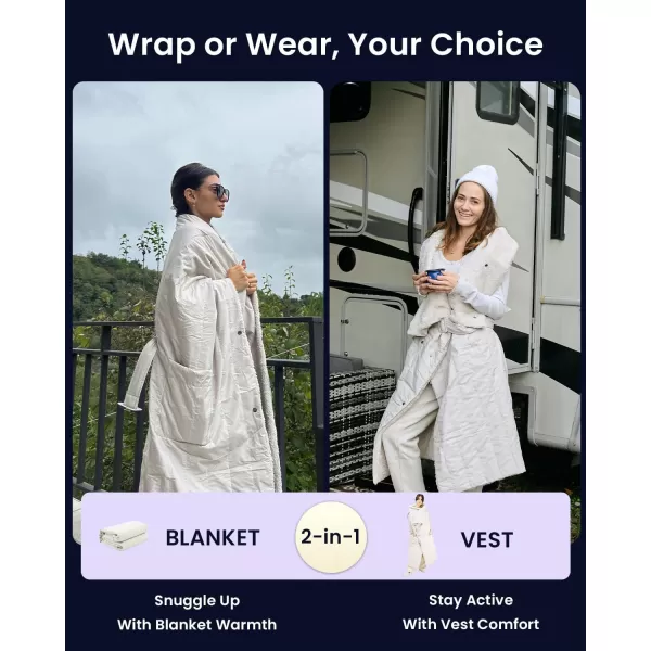 ZonLi ZStyle Battery Operated Heated Blanket Wearable Portable Heated Blanket Cordless with 10000mAH Battery Best for Office Outdoor Camping Heated Jacket 3 Heating Levels 74V Tailored CamelTailored Beige