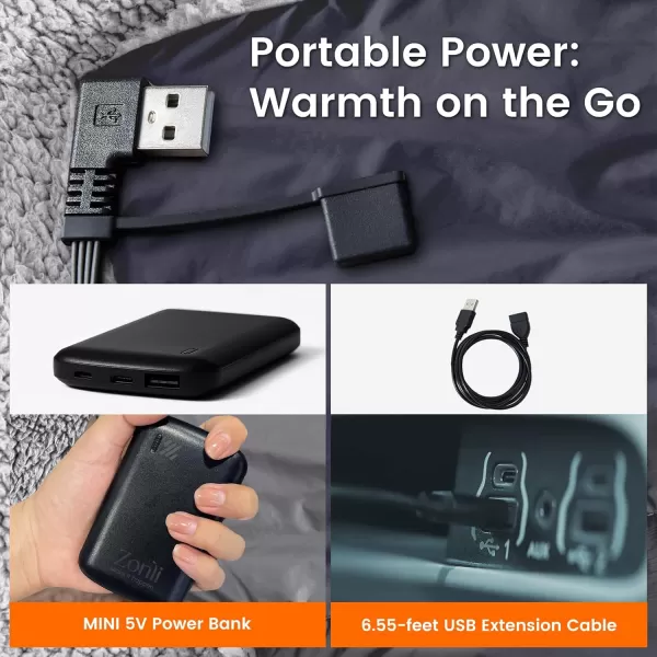 ZonLi ZStyle Battery Operated Heated Blanket Wearable Portable Heated Blanket Cordless with 10000mAH Battery Best for Office Outdoor Camping Heated Jacket 3 Heating Levels 74V Tailored CamelOriginal Black