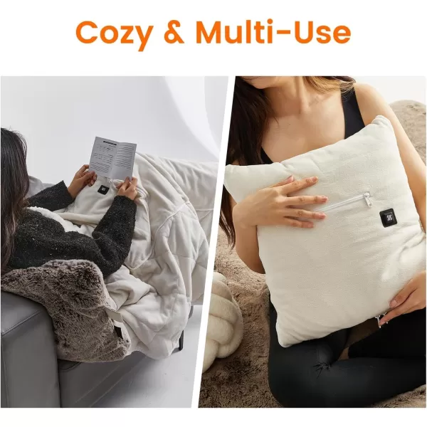 ZonLi ZWalk 50quot x 60quot USB Heated Blanket  Heated Blanket Battery Operated Portable Heated Blanket with 5K mAh Power Bank 3 Heating Levels Includes USB Extension Cord Machine Washable White