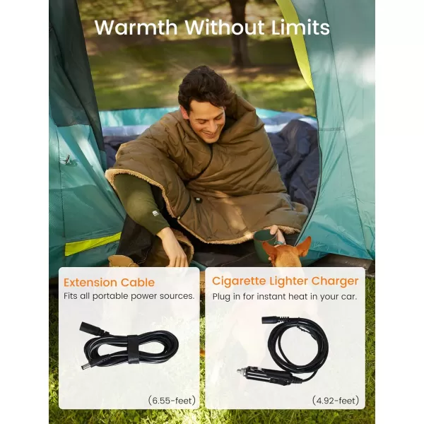ZonLi ZWalk Pro 36W Battery Operated Heated BlanketPortableCordless Rechargeable Heated Blanket with 3 Heating LevelsIncludes 20000mAh Power Bankfor Car Stadium Outdoors BlackOlive