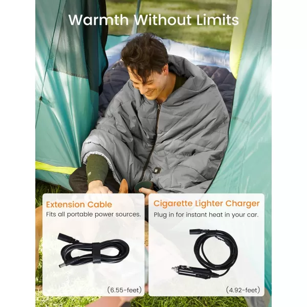 ZonLi ZWalk Pro 36W Battery Operated Heated BlanketPortableCordless Rechargeable Heated Blanket with 3 Heating LevelsIncludes 20000mAh Power Bankfor Car Stadium Outdoors BlackGrey