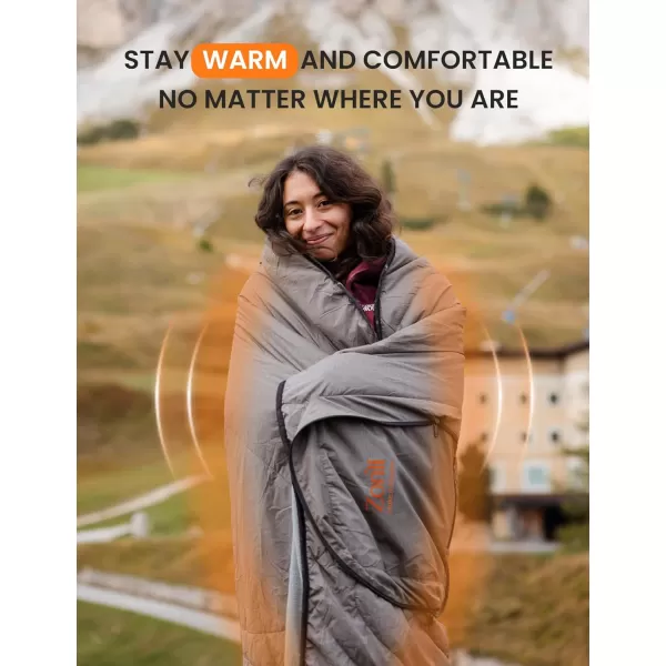 Zonli ZWalk Heated Blanket Battery Operated Cordless Portable Electric Blankets with 3 Heating Levels Rechargeable 74V 10000mAh Battery Wearable Cloak with Zipper for Outdoor Sports and CampingDark Grey