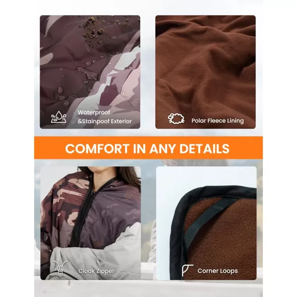 Zonli ZWalk Heated Blanket Battery Operated Cordless Portable Electric Blankets with 3 Heating Levels Rechargeable 74V 10000mAh Battery Wearable Cloak with Zipper for Outdoor Sports and CampingCamouflage Valley
