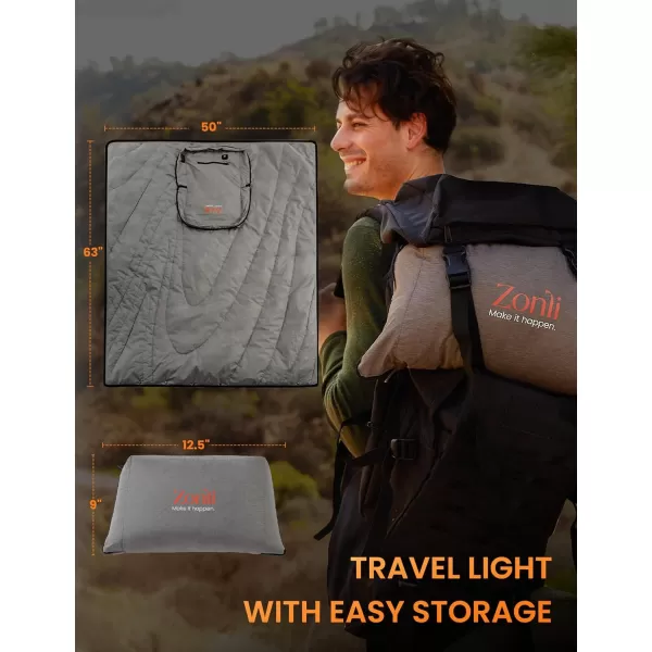 Zonli ZWalk Heated Blanket Battery Operated Cordless Portable Electric Blankets with 3 Heating Levels Rechargeable 74V 10000mAh Battery Wearable Cloak with Zipper for Outdoor Sports and CampingDark Grey