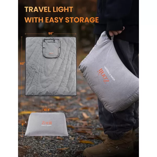 Zonli ZWalk Heated Blanket Battery Operated Cordless Portable Electric Blankets with 3 Heating Levels Rechargeable 74V 10000mAh Battery Wearable Cloak with Zipper for Outdoor Sports and CampingLight Grey