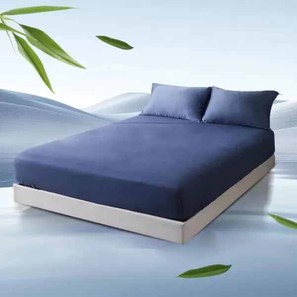 ZonLi 100 Rayon Derived from Bamboo Cooling Fitted Sheet King Size for Hot Sleeper 76quotx80quot Blue AshesBlue Ashes