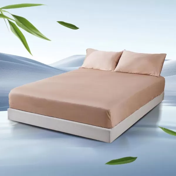 ZonLi 100 Rayon Derived from Bamboo Cooling Fitted Sheet King Size for Hot Sleeper 76quotx80quot Blue AshesCameo Rose