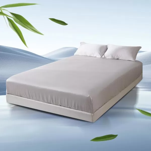 ZonLi 100 Rayon Derived from Bamboo Cooling Fitted Sheet King Size for Hot Sleeper 76quotx80quot Blue AshesMisty Gray