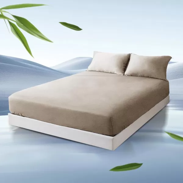 ZonLi 100 Rayon Derived from Bamboo Cooling Fitted Sheet King Size for Hot Sleeper 76quotx80quot Blue AshesRustic Brown