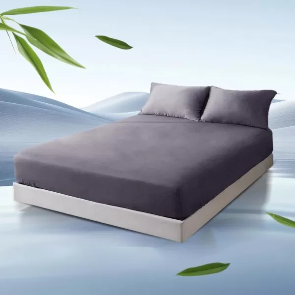 ZonLi 100 Rayon Derived from Bamboo Cooling Fitted Sheet King Size for Hot Sleeper 76quotx80quot Blue AshesSierra Gray