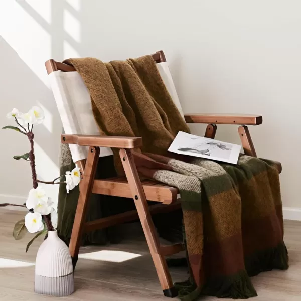 ZonLi Brown Throw Blanket 50quot x 60quot Fall Decorative Classic Blankets with Tassel for Couch Bed Sofa Chair Outdoor Cozy Warm Lightweight Blankets BrownBrown Yellow