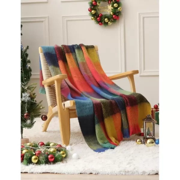 ZonLi Brown Throw Blanket 50quot x 60quot Fall Decorative Classic Blankets with Tassel for Couch Bed Sofa Chair Outdoor Cozy Warm Lightweight Blankets BrownChristmas Colorful