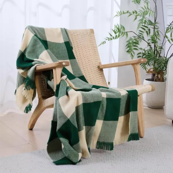 ZonLi Brown Throw Blanket 50quot x 60quot Fall Decorative Classic Blankets with Tassel for Couch Bed Sofa Chair Outdoor Cozy Warm Lightweight Blankets BrownGreen Checkered